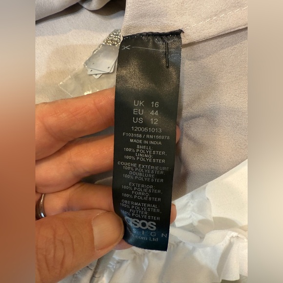 ASOS Design Silver Bead and Mirror Sequin Cocktail Dress Size 12 GORGEOUS - Picture 8 of 13